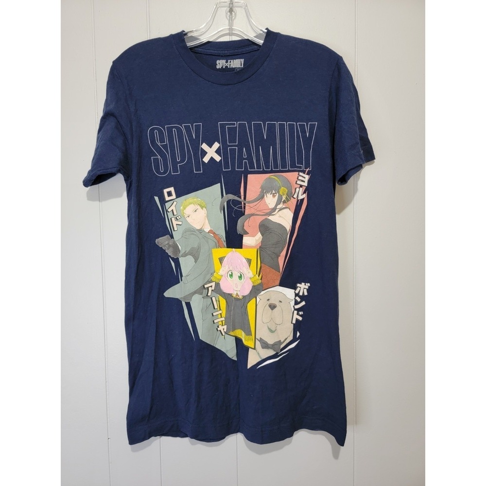 Spy x Family Crunchyroll Navy Blue Graphic T-Shirt Anya Yor Loid Bond Size S